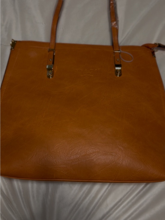 Prada Handbags - Prada Cognac Leather Tote with Gold-Tone Hardware